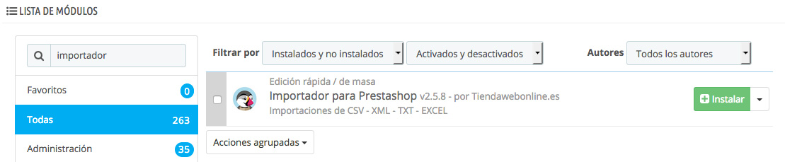 Instalación en un Prestashop 1.6